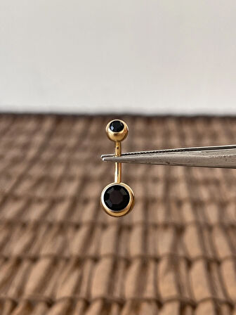 Yüksek Kalite G23 Titanium Siyah Parlak Top Taşlı Titanyum Göbek Piercingi Top 10mm