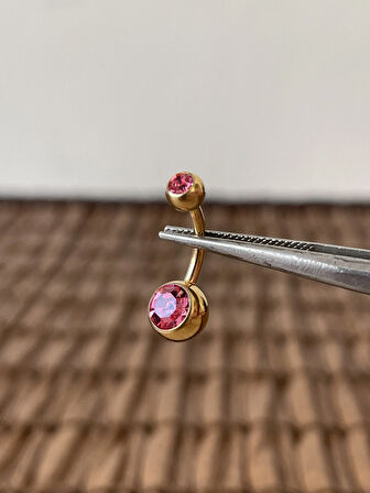 Yüksek Kalite G23 Titanium Pembe Parlak Top Taşlı Titanyum Göbek Piercingi Top 10mm