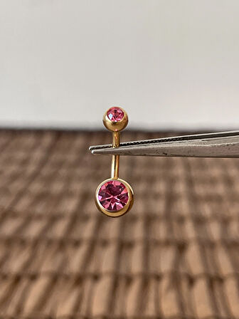 Yüksek Kalite G23 Titanium Pembe Parlak Top Taşlı Titanyum Göbek Piercingi Top 10mm