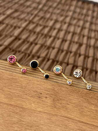 Yüksek Kalite G23 Titanium Pembe Parlak Top Taşlı Titanyum Göbek Piercingi Top 10mm