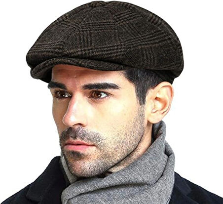 Ingiliz Kasket Dökümlü  Standart Kışlık Yün Peaky Blinders Kasket  Arkası Lastikli