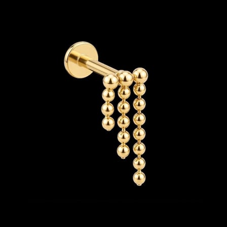 316 L Cerrahi Çelik Üç Sıra Top Sallantı 6x1.2mm Altın Labret Piercing