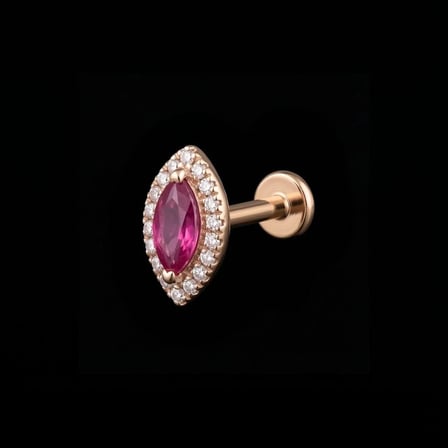316 L Cerrahi Çelik Damla Sıralı Taş Zirkon 6x1.2mm Altın Labret Piercing