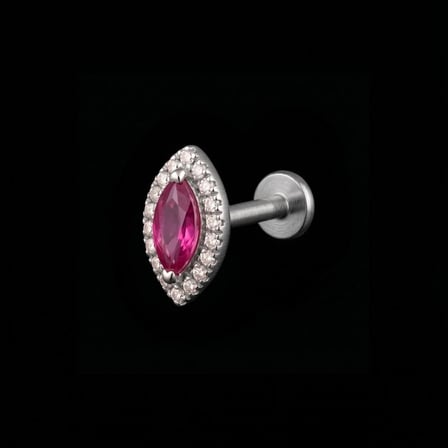 316 L Cerrahi Çelik Damla Sıralı Taş Zirkon 6x1.2mm Çelik Labret Piercing