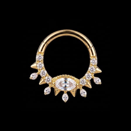 Yüksek Kalite G23 Titanium  Göz Zirkon Altın Titanyum 8mm x 1.2mm Kilitli Halka Piercing