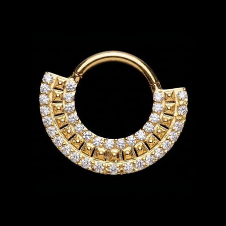 Yüksek Kalite G23 Titanium Sıra Zirkon Altın Titanyum 8mm x 1.2mm Kilitli Halka Piercing