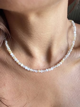 Gümüş Kilitli 4mm Sitrin Taşı Doğalt Taş Kolye
