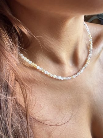 Gümüş Kilitli 4mm Sitrin Taşı Doğalt Taş Kolye
