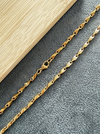 Altın Modeli Arpa Çelik Kolye 2,5mm Altın Çelik Kolye