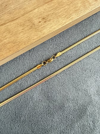 Altın Modeli Ezme Yılan Zincir Çelik Kolye Altın Çelik Zincir 3mm