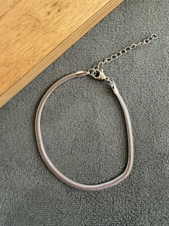 Paslanmaz Kararmaz Çelik Bileklik Yılan Ezme Bileklik 18+5cm 3mm