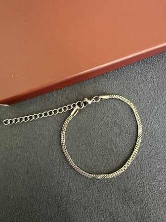 Paslanmaz Kararmaz Çift Dokuma Çelik Bileklik 17+5cm 1,75mm