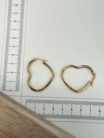 Paslanmaz Çelik Kalp Modeli Halka Küpe 38mm