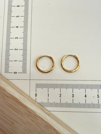 316 L Cerrahi Çelik 1,6mm*12mm Çelik Halka Küpe Gold