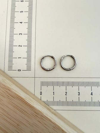 316 L Cerrahi Çelik 1,6mm*10mm Çelik Halka Küpe Gümüş