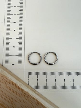 316 L Cerrahi Çelik 1,6mm*12mm Çelik Halka Küpe Gümüş
