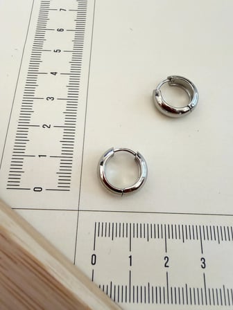 316 L Cerrahi Çelik 5mm*12mm Bombeli Çelik Halka Küpe Gümüş