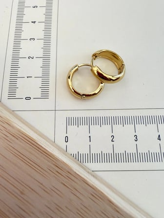 316 L Cerrahi Çelik 5mm*14mm Bombeli Çelik Halka Küpe Gold