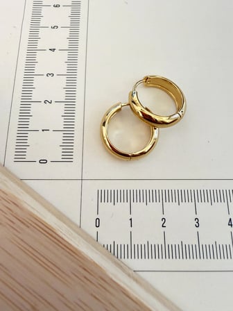 316 L Cerrahi Çelik 5mm*16mm Bombeli Çelik Halka Küpe Gold