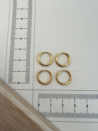 316 L Cerrahi Çelik 1,6mm*10mm Çelik Halka Küpe Gold 4 Adet