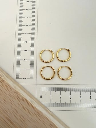 316 L Cerrahi Çelik 1,6mm*12mm Çelik Halka Küpe Gold  4 Adet