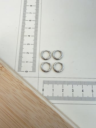 316 L Cerrahi Çelik 1,6mm*8mm Çelik Halka Küpe Gümüş 4 Adet