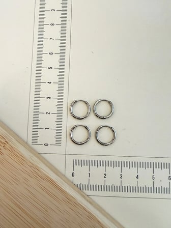 316 L Cerrahi Çelik 1,6mm*10mm Çelik Halka Küpe Gümüş 4 Adet