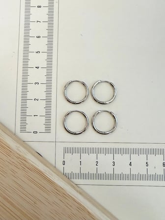 316 L Cerrahi Çelik 1,6mm*12mm Çelik Halka Küpe Gümüş 4 Adet