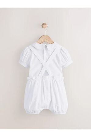 Pamuklu Beyaz Salopet Body Zıbın Çorap 3'lü Set