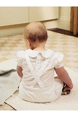 Pamuklu Beyaz Salopet Body Zıbın Çorap 3'lü Set