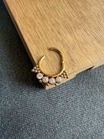%100 316 L Cerrahi Çelik Otantik Zirkon Taşlı Kilitli Halka Piercing