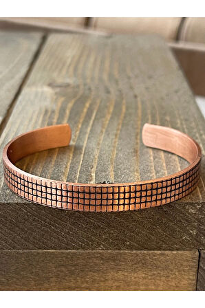 %100 Saf Bakır Bilek Kare Desenli Ayarlanabilir Bakır Bileklik