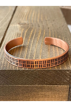 %100 Saf Bakır Bileklik , Etnik Desenli Ayarlanabilir Ölçü Saf Bakır Bileklik