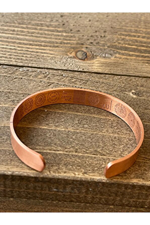 %100 Saf Bakır Bileklik Şans Tılsımlı Dualı Ayarlanabilir Ölçü Bakır Bileklik