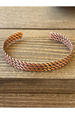 Saf Bakır Bileklik 3 Burgu Modeli Bakır Kelepçe Bileklik