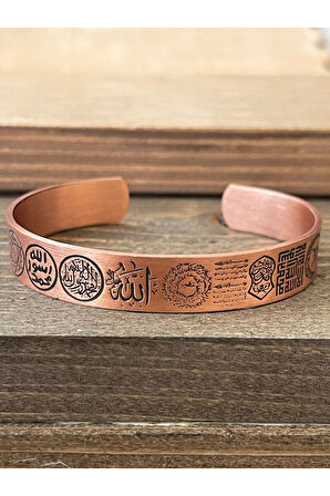 Saf Bakır Bilkeklik Koruma Dualı Şans Rakamlı Koruma Tılsımlı Bakır Bileklik