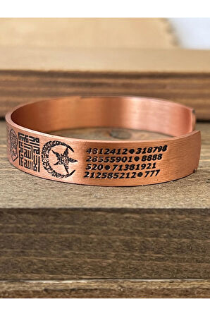 Saf Bakır Bilkeklik Koruma Dualı Şans Rakamlı Koruma Tılsımlı Bakır Bileklik