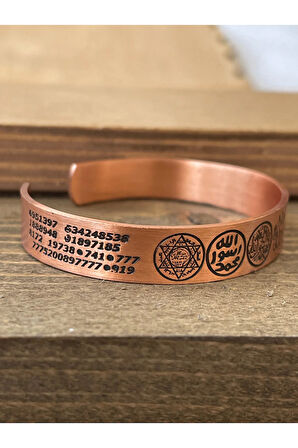 Saf Bakır Bilkeklik Koruma Dualı Şans Rakamlı Koruma Tılsımlı Bakır Bileklik