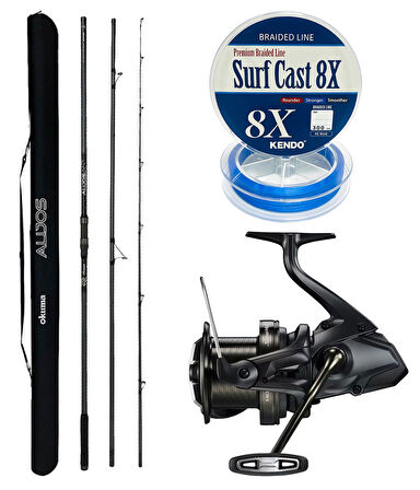 YekOutdoor Profesyonel Olta Seti Okuma Alijos Surf 435 cm 100+250 gr 3 Parça&Shimano Makina Speedmaster 14000 XTD