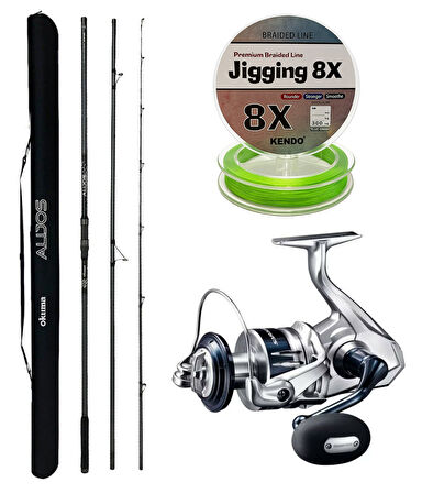 YekOutdoor Profesyonel Olta Seti Okuma Alijos Surf 435 cm 100+250 gr 3 Parça&Shimano Makina Saragosa 8000 SW A HG