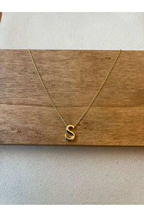 925 Ayar Gümüş S Harfi Gümüş Kolye 45cm