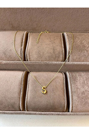 925 Ayar Gümüş S Harfi Gümüş Kolye 45cm