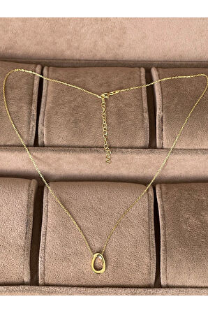 925 Ayar Gümüş Gold Renk O Harfi Kolye Harfli Kolye 45cm