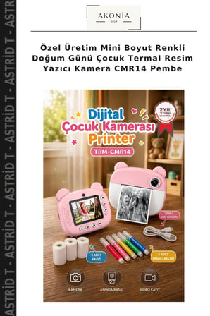 Özel Üretim Mini Boyut Renkli Doğum Günü Çocuk Termal Resim Yazıcı Kamera CMR14 Pembe