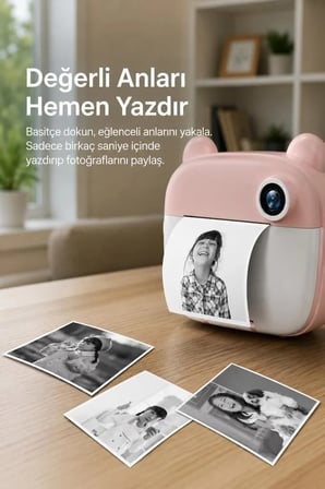 Özel Üretim Mini Boyut Renkli Doğum Günü Çocuk Termal Resim Yazıcı Kamera CMR14 Pembe