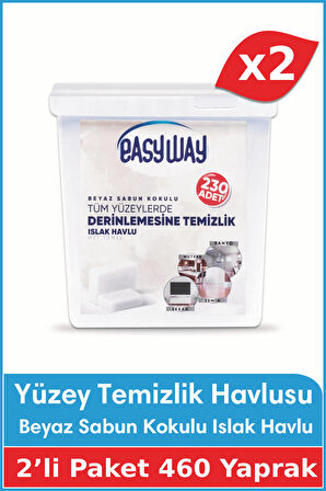 Beyaz Sabun Kokulu - Yüzey Temizlik Havlusu 2li  - 230 Yaprak x 2 Adet