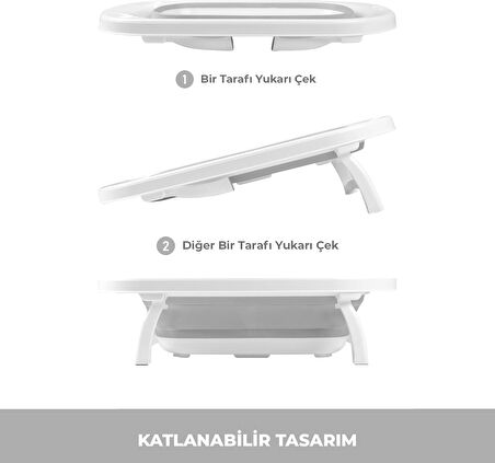 3 Parça Katlanır Bebek Küvet Seti, Bebek Banyo Küveti 50 Litre, Katlanır Kova 12,8 Litre Ve Maşrapa Set (3 Parça Banyo Seti)