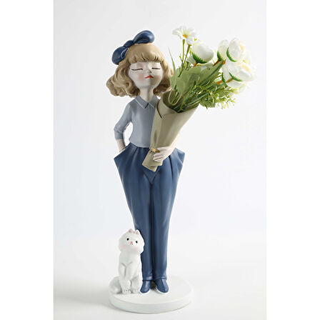 Vitale Polyester Mavi Kız Vazo 48cm AK.KZ0058