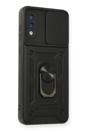 Samsung Galaxy A02 Kılıf Pars Lens Yüzüklü Silikon - Siyah