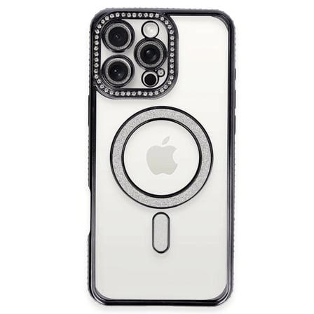 Apple İphone 16 Pro Kılıf Joke Simli Magneticsafe Kılıf - Siyah
